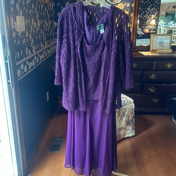 ALEX EVENINGWEAR DRESS & JACKET size 16W Mother of the Bride - Picture 1 of 9